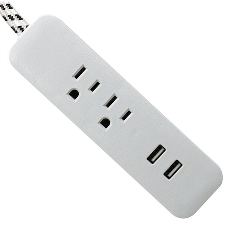 Cord 2Otlt/2Usb Pltnm&Wht 6Ft